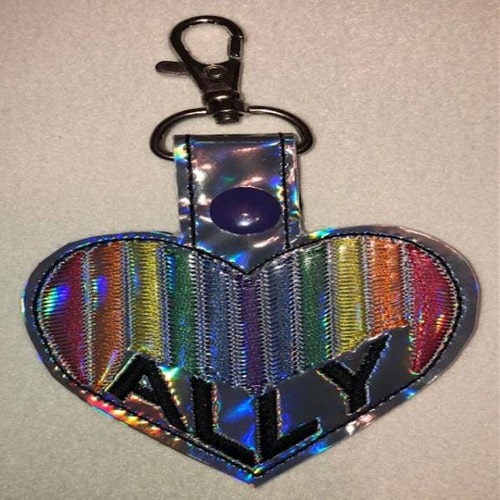 Ally Rainbow Keyfob Embroidery File - The3BlackCats Embroidery and Custom Gifts