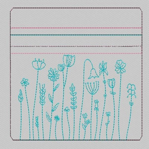 Line Flower Bag Embroidery File - The3BlackCats Embroidery and Custom Gifts