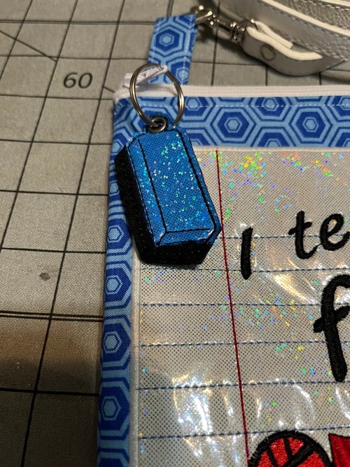 I teach heroes ITH bag and BONUS eraser key fob digital embroidery file