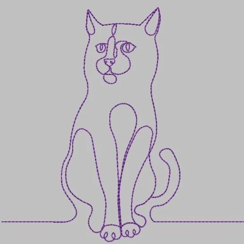 Line Cat 2 Embroidery File - The3BlackCats Embroidery and Custom Gifts