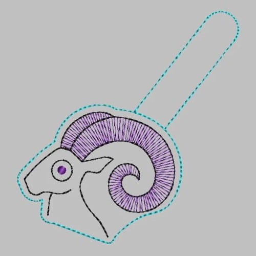 Aries Keyfob Embroidery File - The3BlackCats Embroidery and Custom Gifts