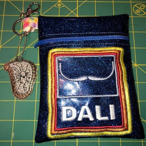 Dali Zipper Bag with BONUS Dripping Clock Zipper Pull Embroidery File - The3BlackCats Embroidery and Custom Gifts