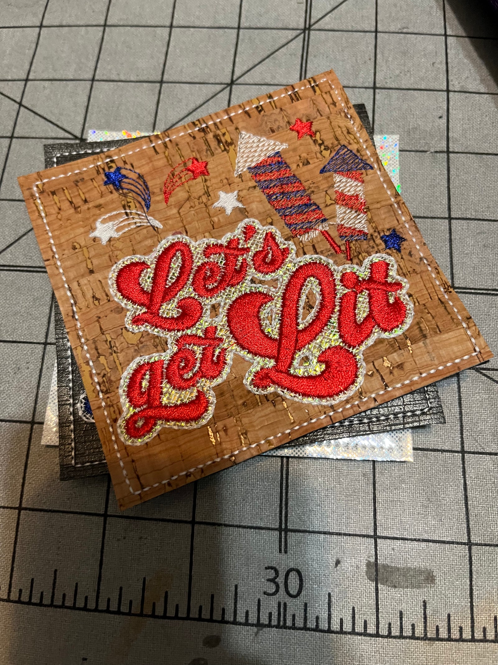 Let's Get Lit Coaster Embroidery File