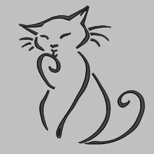 Line Cat 1 Embroidery File - The3BlackCats Embroidery and Custom Gifts