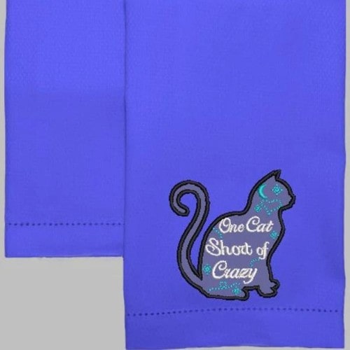 One Cat Short Applique Embroidery File - The3BlackCats Embroidery and Custom Gifts