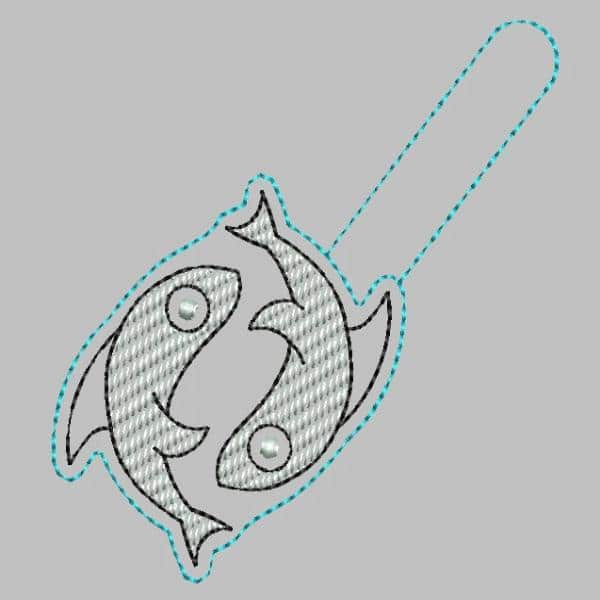 Pisces Keyfob Embroidery File - The3BlackCats Embroidery and Custom Gifts